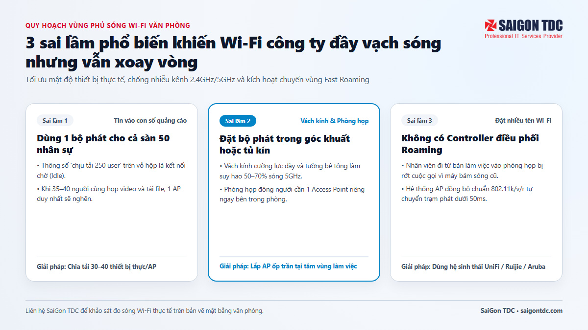 Thiết kế vùng phủ sóng Wi-Fi 6 và cân bằng tải cho văn phòng doanh nghiệp