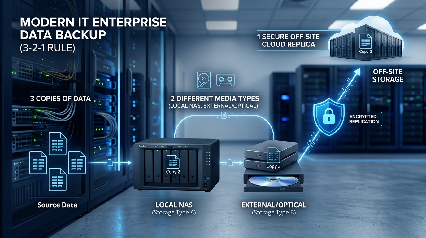Chiến Lược Backup Dữ Liệu 3-2-1 Chuẩn Doanh Nghiệp: Miễn Nhiễm Hoàn Toàn Với Ransomware
