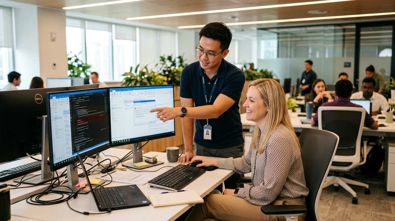 Đội ngũ kỹ sư IT Helpdesk SaiGon TDC hỗ trợ xử lý sự cố máy tính và thiết bị văn phòng tận nơi