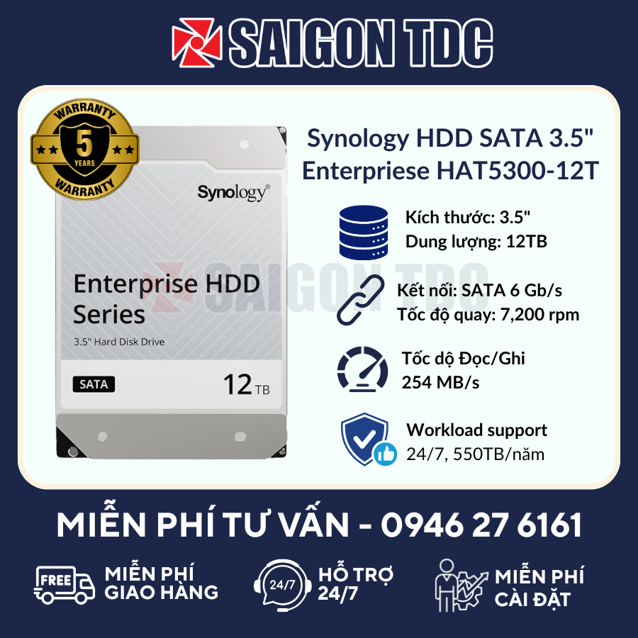 Ổ Cứng Synology HDD 12TB  Enterpriese HAT5300-12T