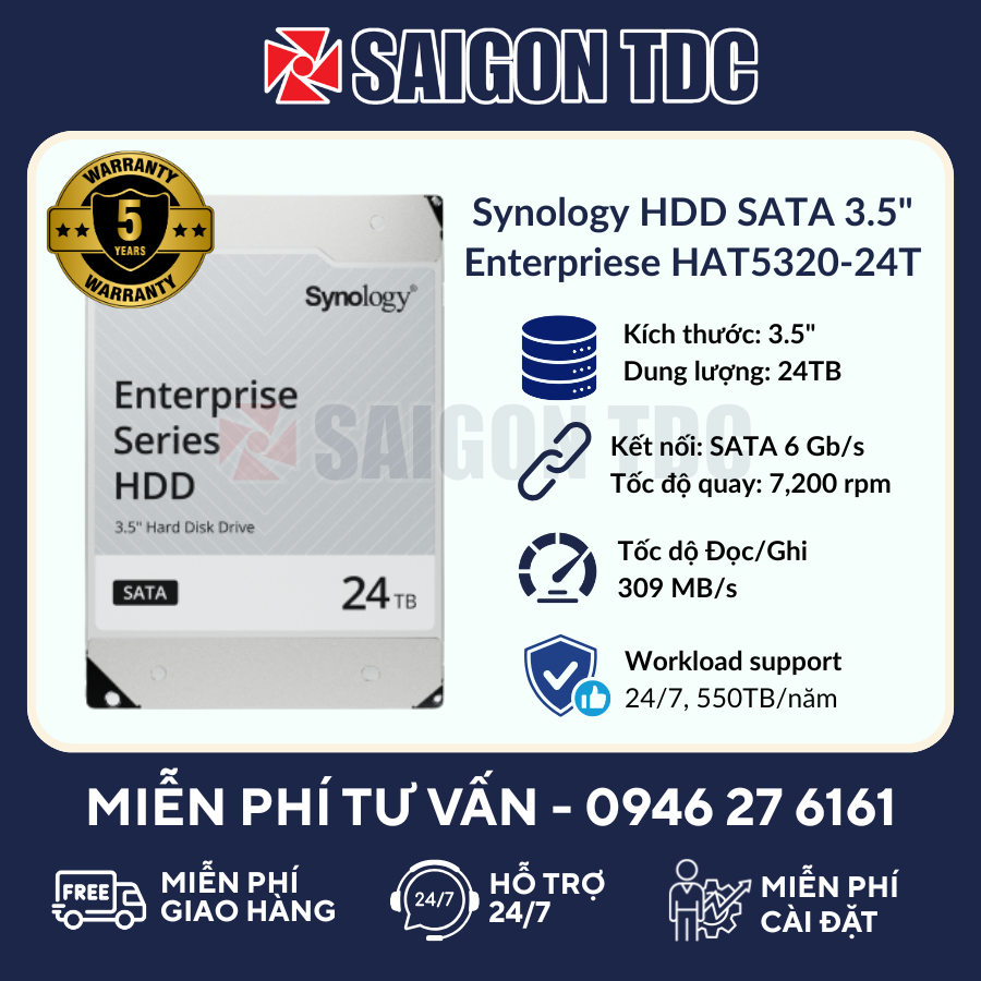 Ổ Cứng Synology HDD 24TB Enterpriese HAT5320-24T
