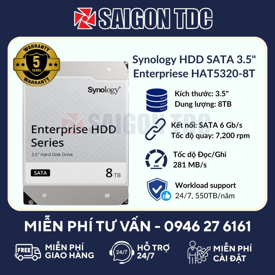 Ổ Cứng Synology HDD SATA Enterpriese 8TB HAT5320-8T