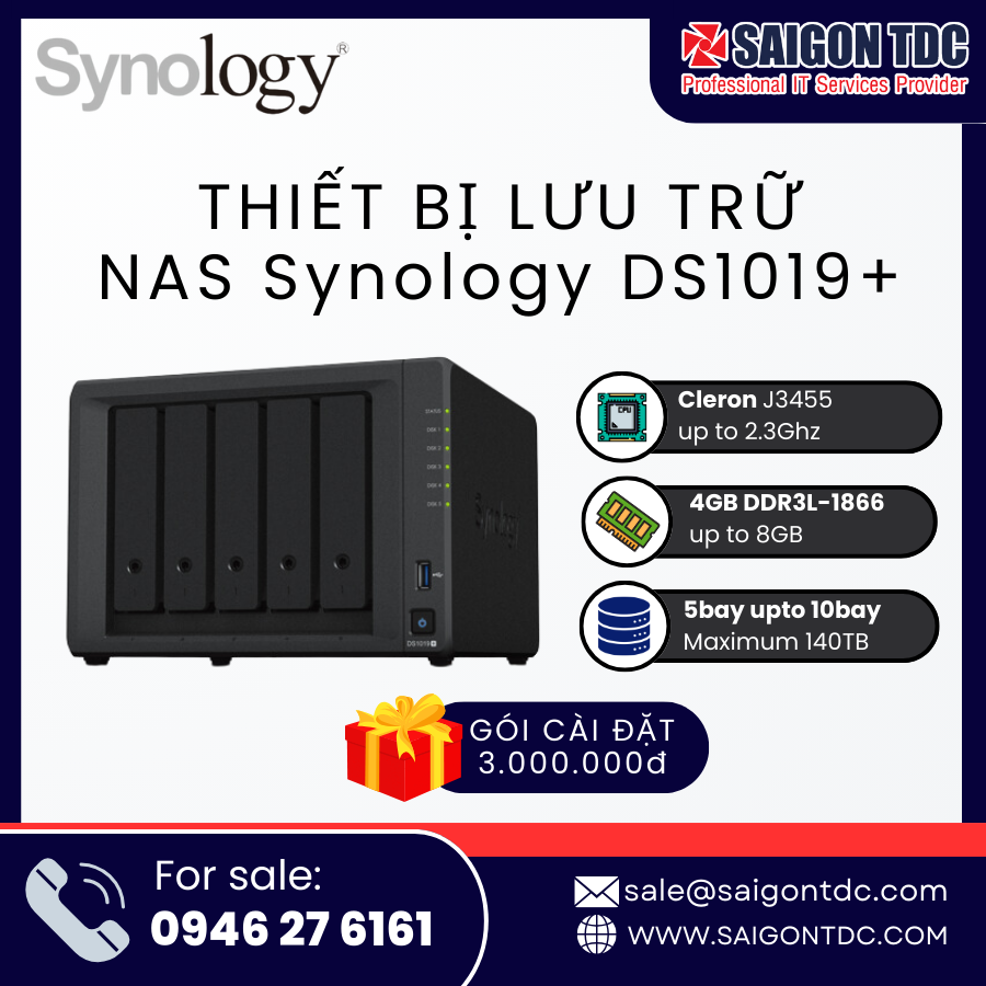 Thiết bị lưu trữ Nas Synology DS1019+