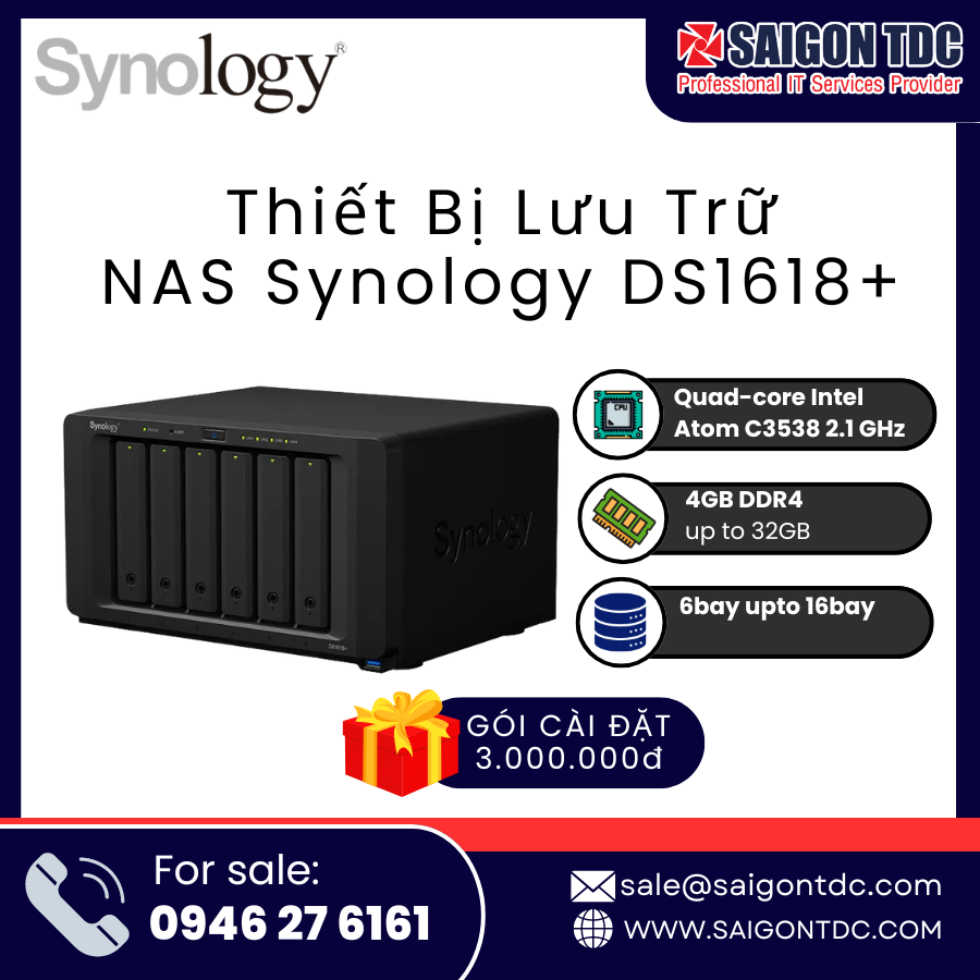 Thiết Bị Lưu Trữ NAS Synology DS1618+