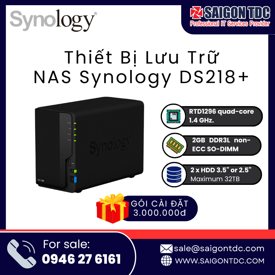 Thiết bị lưu trữ Mạng Nas Synology DS218+