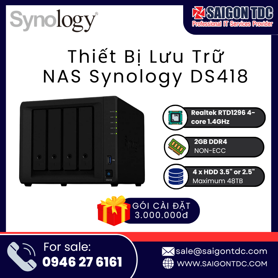 Thiết Bị Lưu Trữ NAS Synology DS418