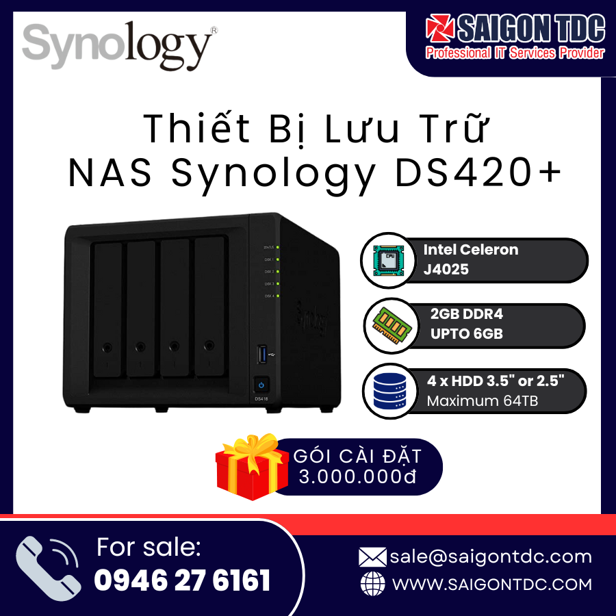 Thiết bị lưu trữ NAS Synology DS420+