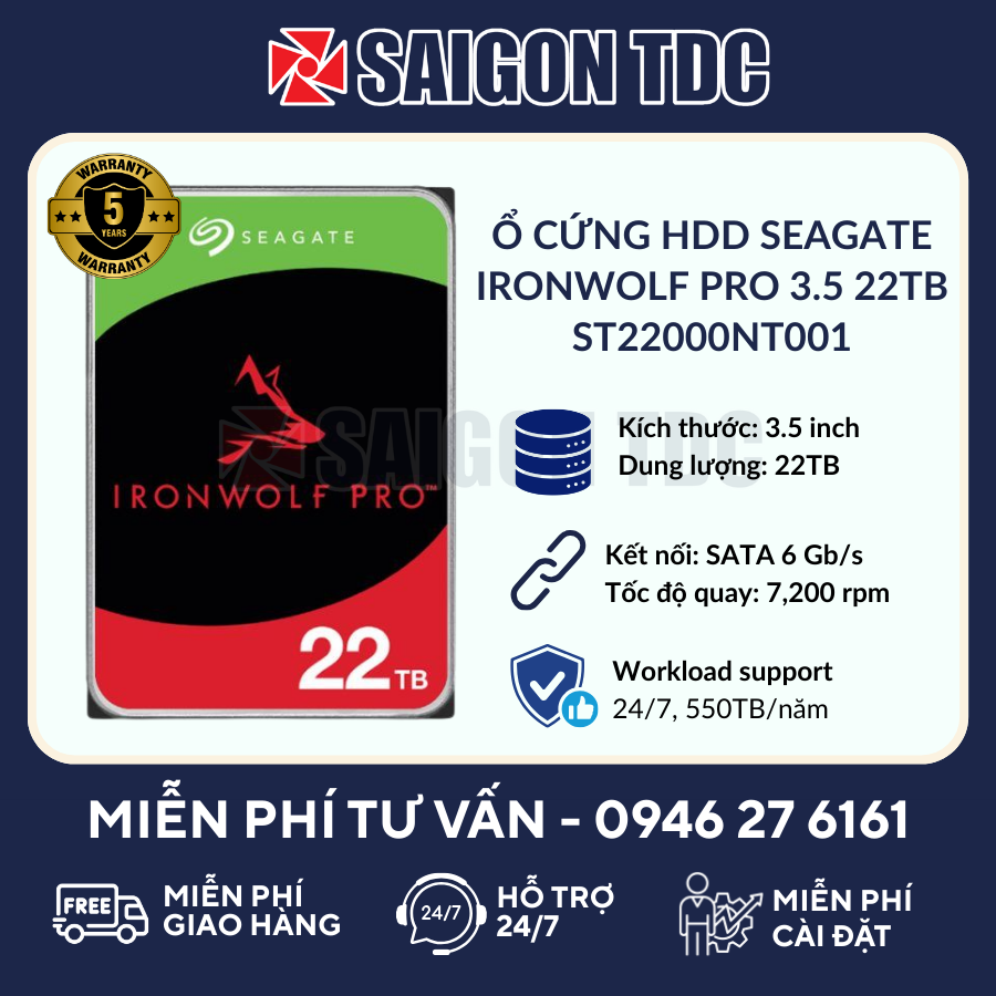 Ổ cứng HDD Seagate IRONWOLF PRO 3.5 22TB ST22000NT001