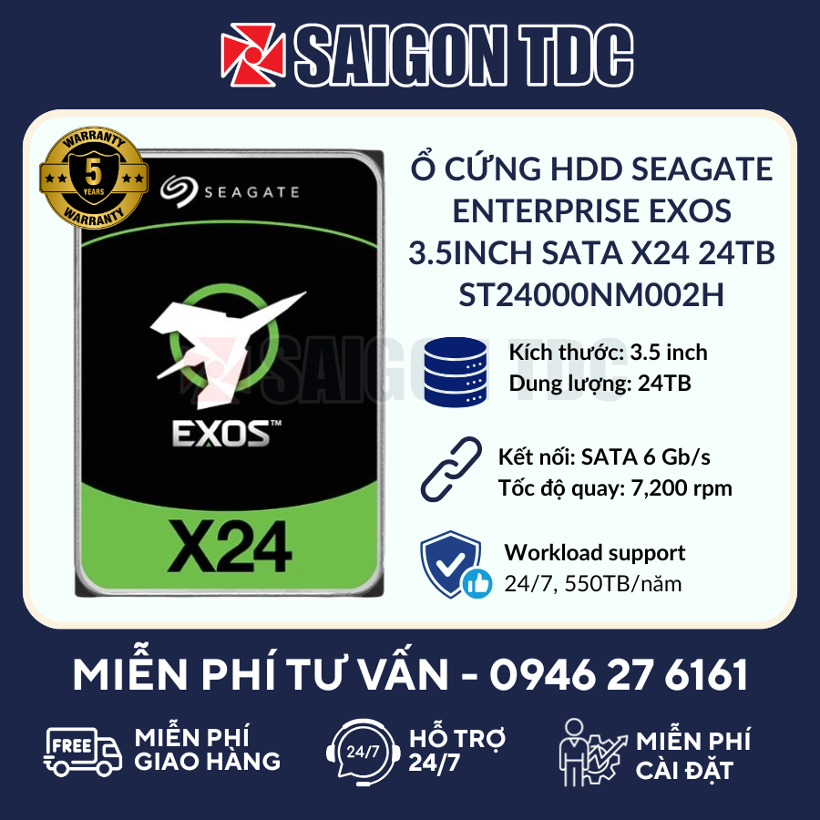 Ổ cứng HDD SEAGATE ENTERPRISE EXOS 3.5inch SATA X24 24TB ST24000NM002H